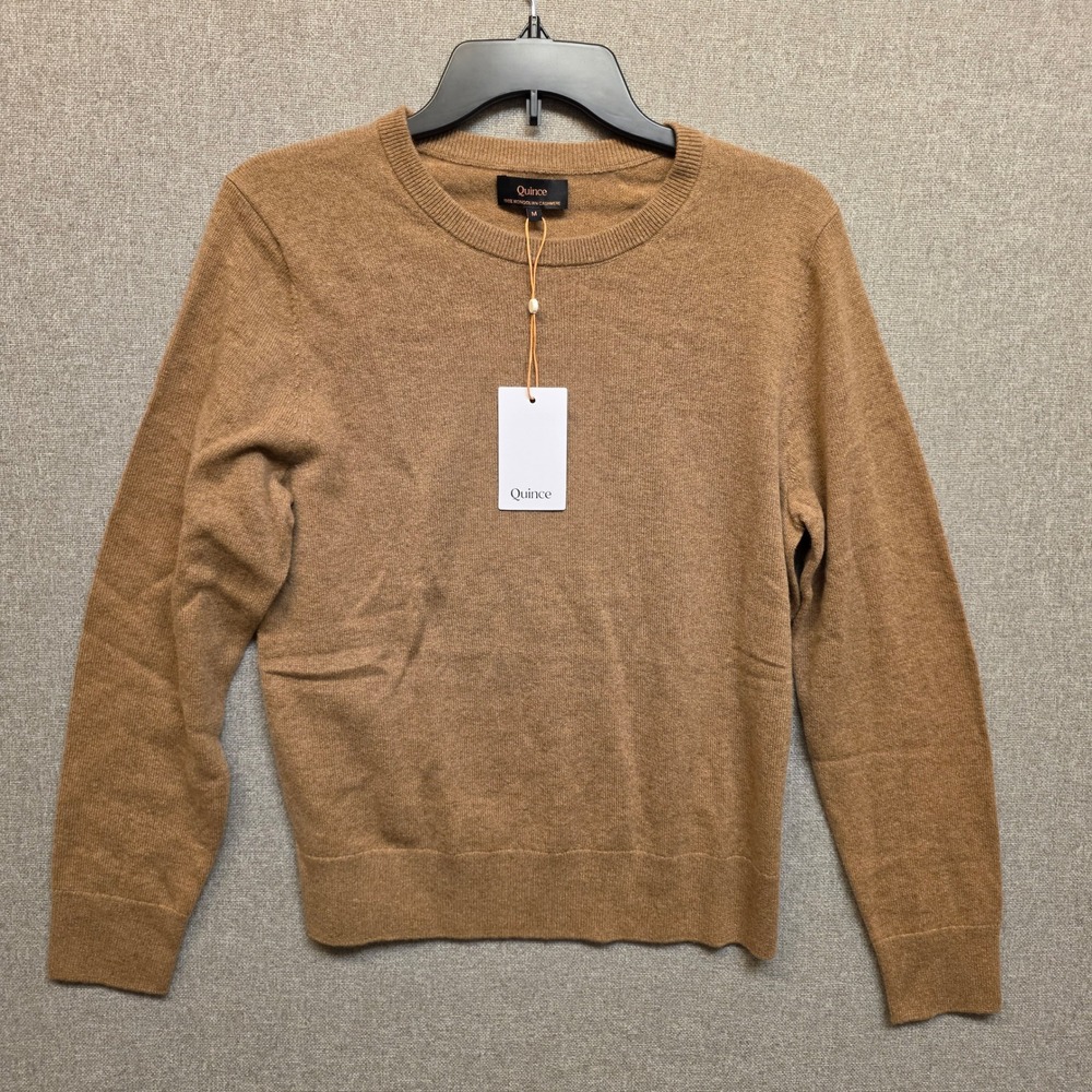 Quince Mens Mongolian Cashmere Crewneck Sweater Teak Brown Medium NEW